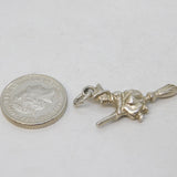 Sterling Silver Witch on the Broom Charm Pendant Vintage c1970