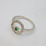 Sterling Silver Green Garnet Circle Design Band Ring Vintage c2000 Size U 1/2