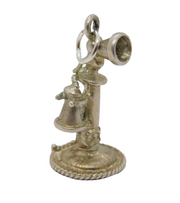 Sterling Silver Traditional Telephone Charm Pendant Vintage c1970