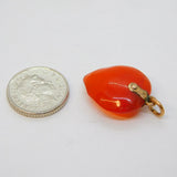 Victorian 9ct Gold Mounted Carved Carnelian Heart Pendant Antique c1860s