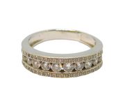 Sterling Silver Triple Row CZ Dress Band Ring Vintage c1970 Size O