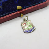 Sterling Silver and Enamel Lynton Travel Shield Charm Pendant Vintage c1970