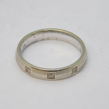 9ct White Gold & Three-Stone Brilliant Cut Diamond Set Band Ring Vintage London