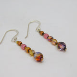 Pair of Sterling Silver Multi-Colour Beaded Drop Earrings Contemporary c2010