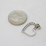 Sterling Silver Paste Set Heart Drop Charm Pendant Vintage c1970s