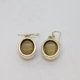 Pair of Sterling Silver Cabochon Citrine Drop Earrings Vintage c1970