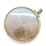 Victorian Gold Plated Hair Set Mourning Locket Pendant Antique c1880s