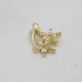 Sterling Silver CZ Double Flower Form Charm Pendant Contemporary c2000s