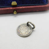 Victorian Sterling Silver 1 1/2 Pence Coin Charm or Pendant Antique 1862