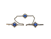 Art Deco Sterling Silver Blue Paste Three-Part Brooch Antique c1920s