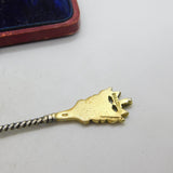 Gold on Sterling Silver & Enamel Cannes Souvenir Spoon Antique c1920 Deco