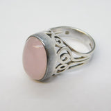 Sterling Silver Cabcohon Rose Quartz Statement Ring Vintage 1975 London