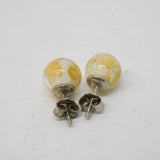 Pair of Sterling Silver Murano Glass Set Beaded Stud Earrings Vintage c2000