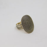 Sterling Silver Large Oval Studio Style Statement Ring Vintage c1970 Size J 1/2