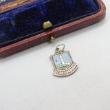 Sterling Silver and Enamel Flamborough Travel Shield Charm Pendant Vintage c1970