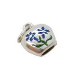Sterling Silver Enamel Edelweiss Cowbell Charm Pendant Vintage c1970
