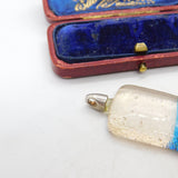 Sterling Silver Bale Blown Art Glass Drop Charm Pendant Vintage c1970