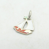 Sterling Silver & Colourful Enamel Sailing Yacht Charm Vintage c1970