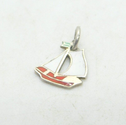Sterling Silver & Colourful Enamel Sailing Yacht Charm Vintage c1970