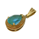 9ct Yellow Gold, Pear-Cut Topaz & Diamond Drop Pendant Vintage c1970