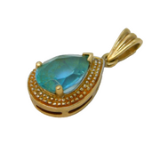 9ct Yellow Gold, Pear-Cut Topaz & Diamond Drop Pendant Vintage c1970