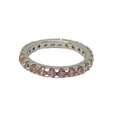 Sterling Silver Pink CZ Eternity or Stacking Band Ring Contemporary c2000 Size N