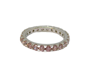 Sterling Silver Pink CZ Eternity or Stacking Band Ring Contemporary c2000 Size N