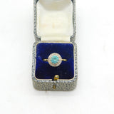 Continental 18ct Gold, Blue Zircon & Diamond Floral Cluster Ring Antique c1920s
