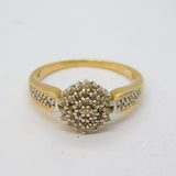 14ct Yellow Gold 0.25ct Diamond Floral Cluster Ring Vintage c1970s