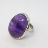 Large Sterling Silver & Cabochon Cut Amethyst Statement Ring Vintage Birmingham