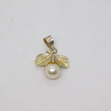 Sterling Silver Pearl & Leaf Form Delicate Charm Pendant Vintage c1970s
