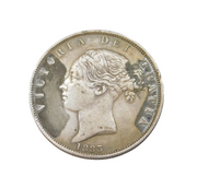 Queen Victoria .925 Silver Young Head Half Crown Coin Antique 1883 Fine