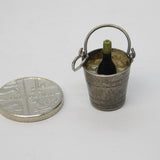 Sterling Silver Champagne Ice Bucket Charm Pendant Vintage c1970