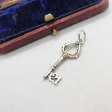 Sterling Silver 21st Birthday Key Charm Pendant Vintage c1970