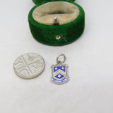 Sterling Silver Enamel Keswick Shield Charm Pendant Vintage c1970