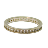 Sterling Silver Channel Set White Topaz Eternity Band Ring Modern c1990 Size R