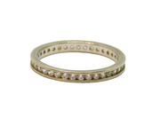 Sterling Silver Channel Set White Topaz Eternity Band Ring Modern c1990 Size R
