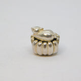 Sterling Silver Cat On Cushion Pandora Bracelet Charm Bead Vintage c2000
