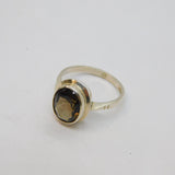 Sterling Silver Faceted Smoky Quartz Dress Band Ring Vintage 1979 Size L