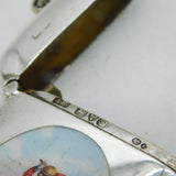 Edwardian Sterling Silver Enamel Golf Interest Vesta Case Antique 1909 Chester