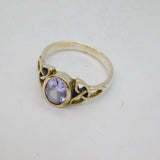 Sterling Silver Amethyst Celtic Knot Graduating Band Ring Vintage c1970 Size N