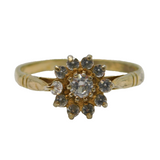 Sterling Silver & Paste Set Floral Cluster Ring Vintage c1970s