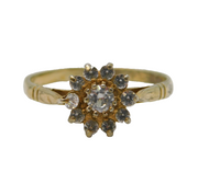 Sterling Silver & Paste Set Floral Cluster Ring Vintage c1970s
