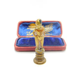 Victorian Cast Brass & Cold Painted Seal Stamp 'DC' Initial Soldier Novelty Form