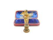 Victorian Cast Brass & Cold Painted Seal Stamp 'DC' Initial Soldier Novelty Form