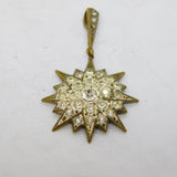 19th Century Gilt Metal & Paste Set Starburst Drop Pendant Antique c1890s