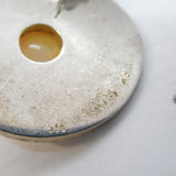 Studio Sterling Silver, 24ct Gold & Opal Set Drop Pendant Necklace Vintage