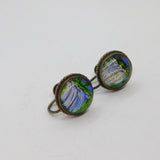 Pair of Sterling Silver Morpho Wing Screwback Earrings Antique c1930 T L Mott