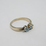 Sterling Silver Double Blue Topaz Modernist Dress Ring Vintage c1970 Size P