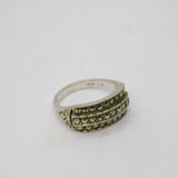 Sterling Silver Three Tier Marcasite Art Deco Dress Ring Antique c1930 Size L